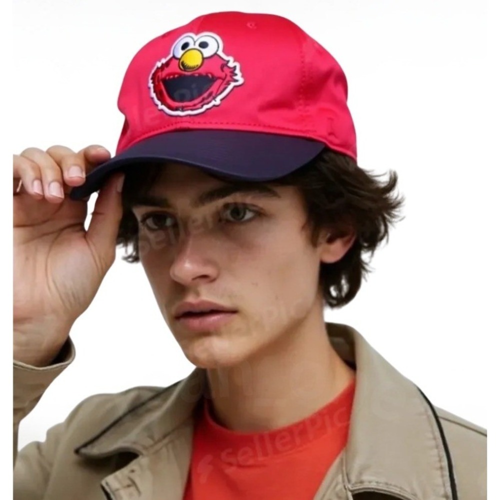 Sesame Street Adult Red Color Block ELMO Embroidery Baseball Cap One Size